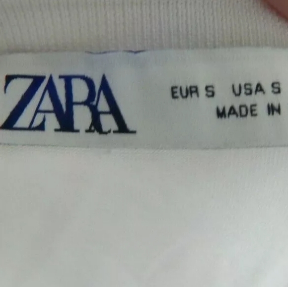 Zara White Chiffon Pleated Sleeve Blouse - Picture 4 of 4